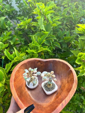 Opal Tree with Pyrite Chips on White Soapstone Base