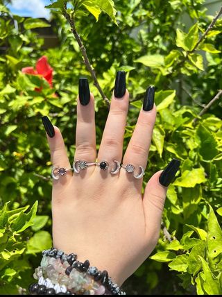 Mystery Crystal and Crescent Moon Rings